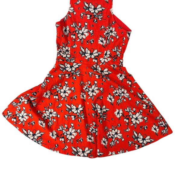 Abercrombie & Fitch Dress Womens XS Red Floral Crisscross Halter Skater Keyhole - Picture 10 of 13